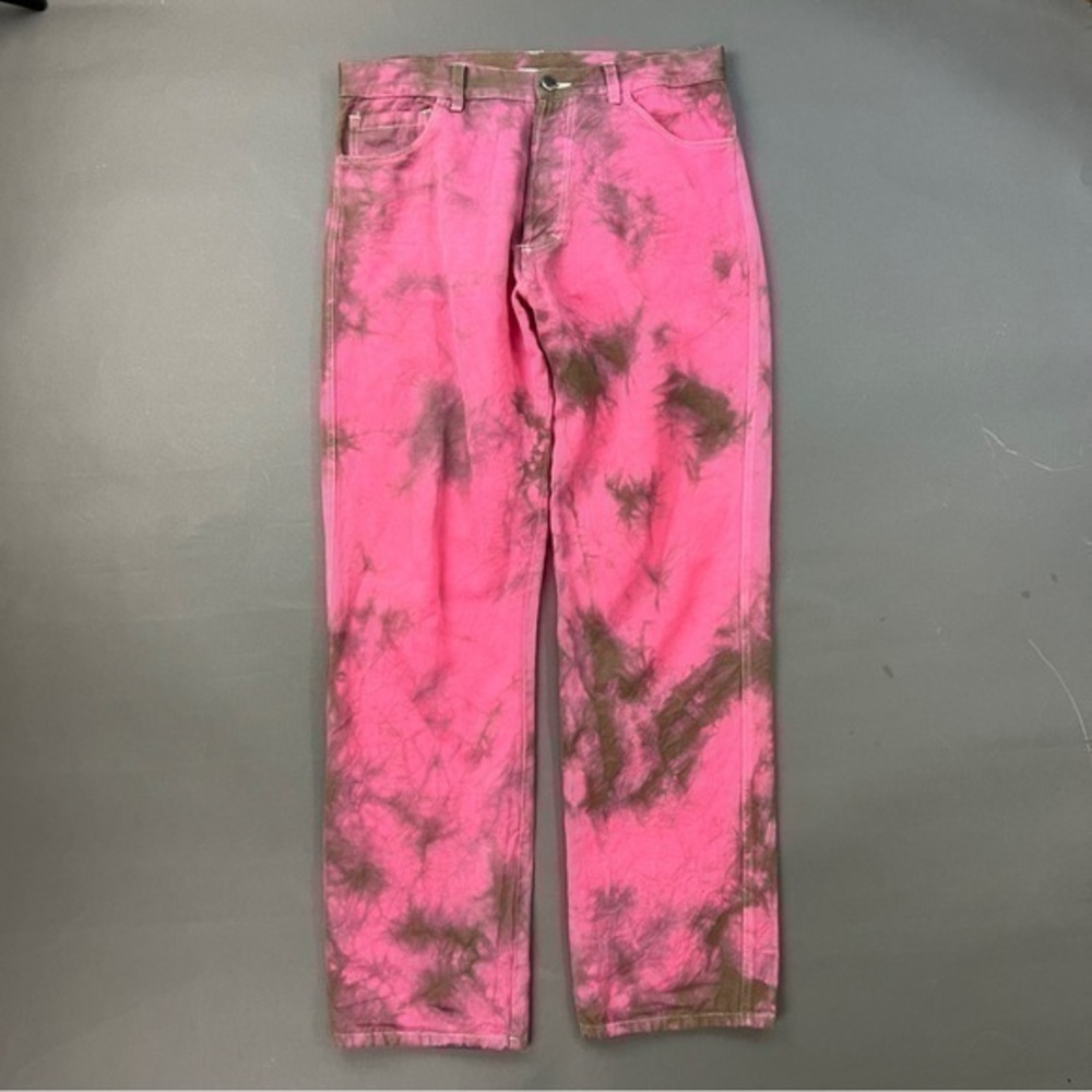 Designer Pink and Brown Linen Jeans